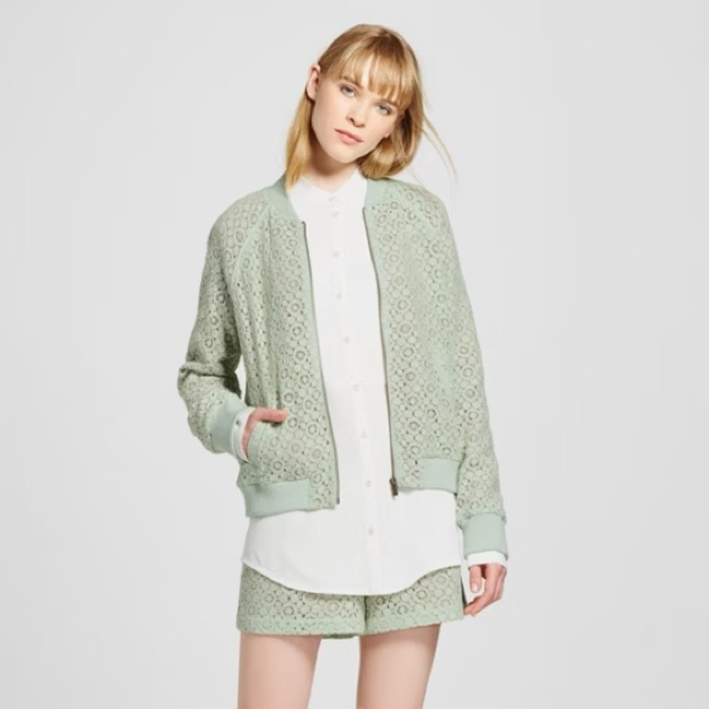 Victoria Beckham for Target Mint Green Lace Bomber Jacket